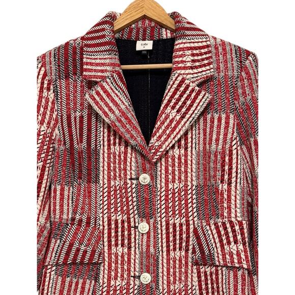 Cabi Red Plaid Blazer Jacket Womens M #6028 Button Front Classic Anchors Preppy - Picture 4 of 10